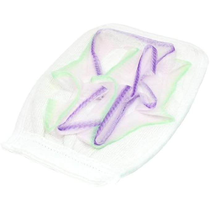 Nylon Fabric Shower Scrub Glove Mitt Green White